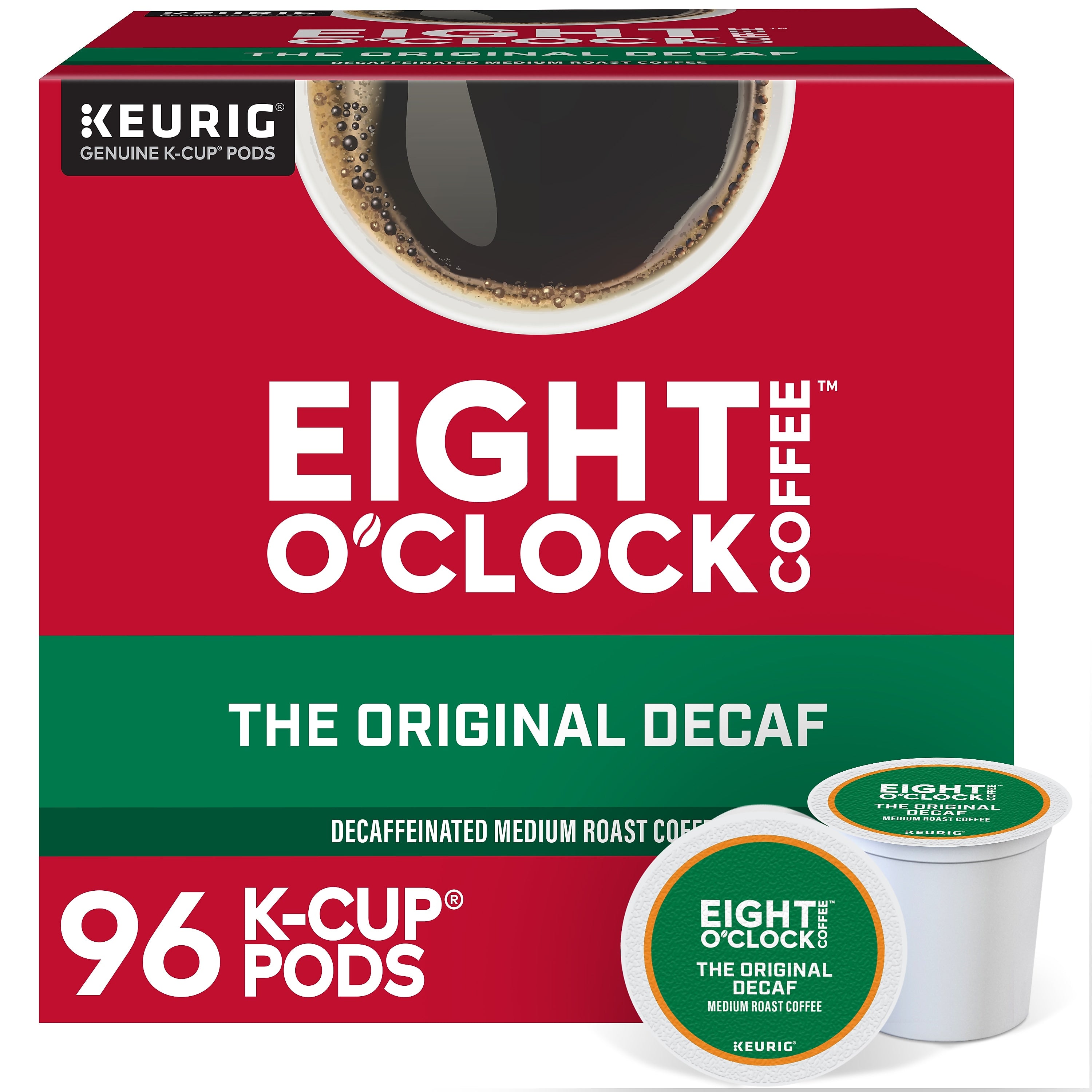 Eight O'Clock The Original Decaf Coffee, Keurig K-Cup Pod, Medium Roast, 96/Carton (6425CT)
