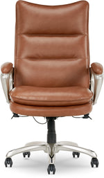 La-Z-Boy Jenkins Bonded Leather Swivel Executive Big & Tall Chair, Brown (60075-CAM)