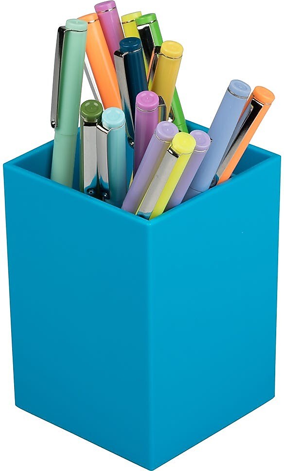 JAM PAPER Plastic Pen Holder, Blue (341bus)