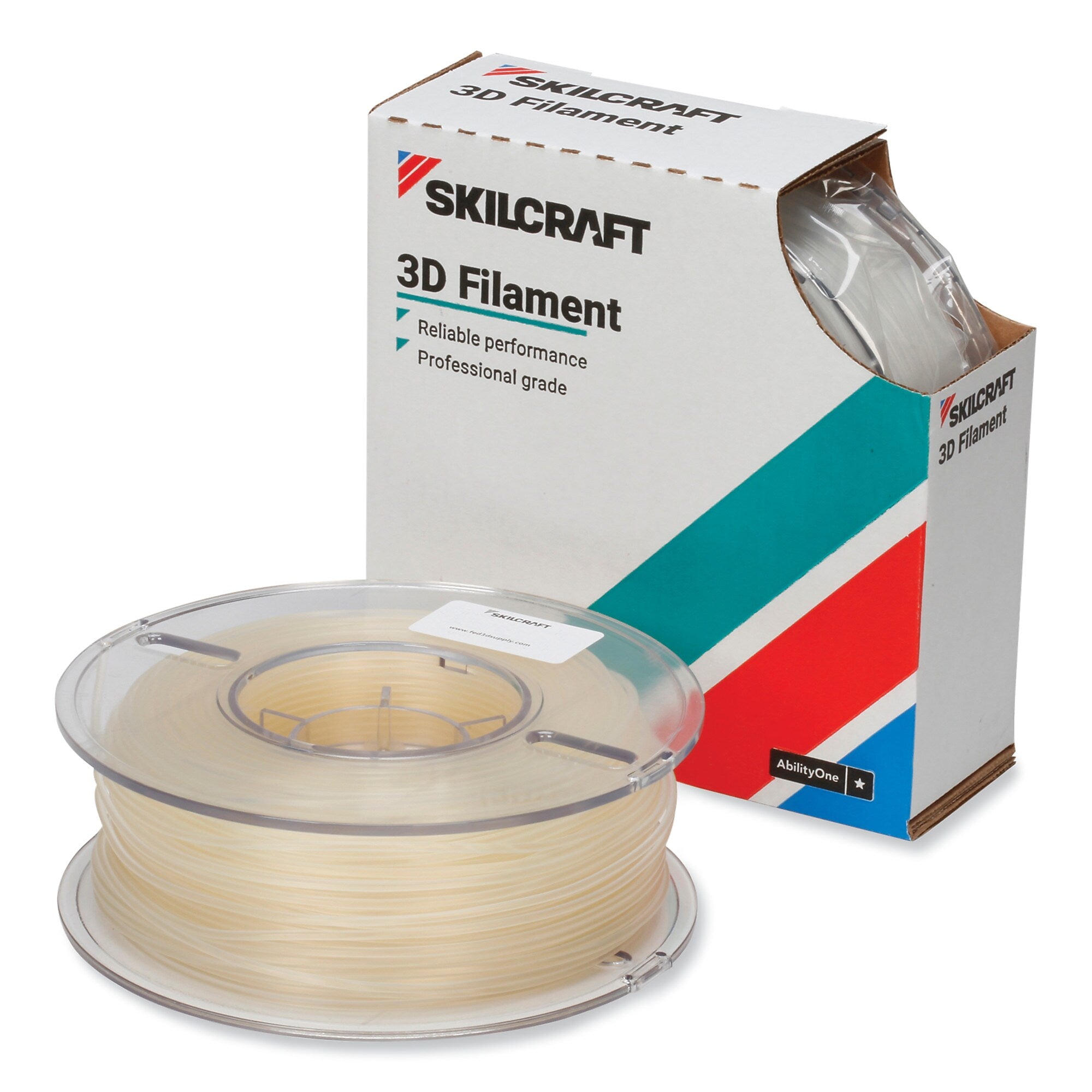 AbilityOne 7045017057357 SKILCRAFT 3D Printer Water Soluble Support Filament, 1.75 mm, Natural