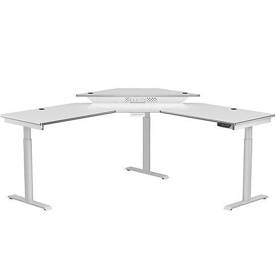VersaDesk PowerLift 72"W Electric Corner Adjustable Standing Desk, White (PLCSD7272-WW-APP)
