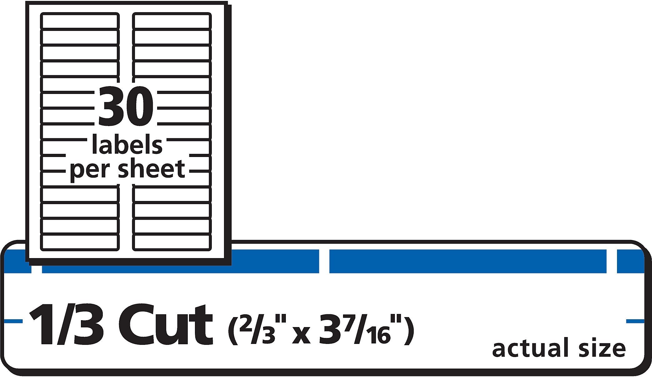 Avery TrueBlock Laser/Inkjet File Folder Labels, 2/3" x 3-7/16", White/Blue, 1,500 Labels/Pack (5766)