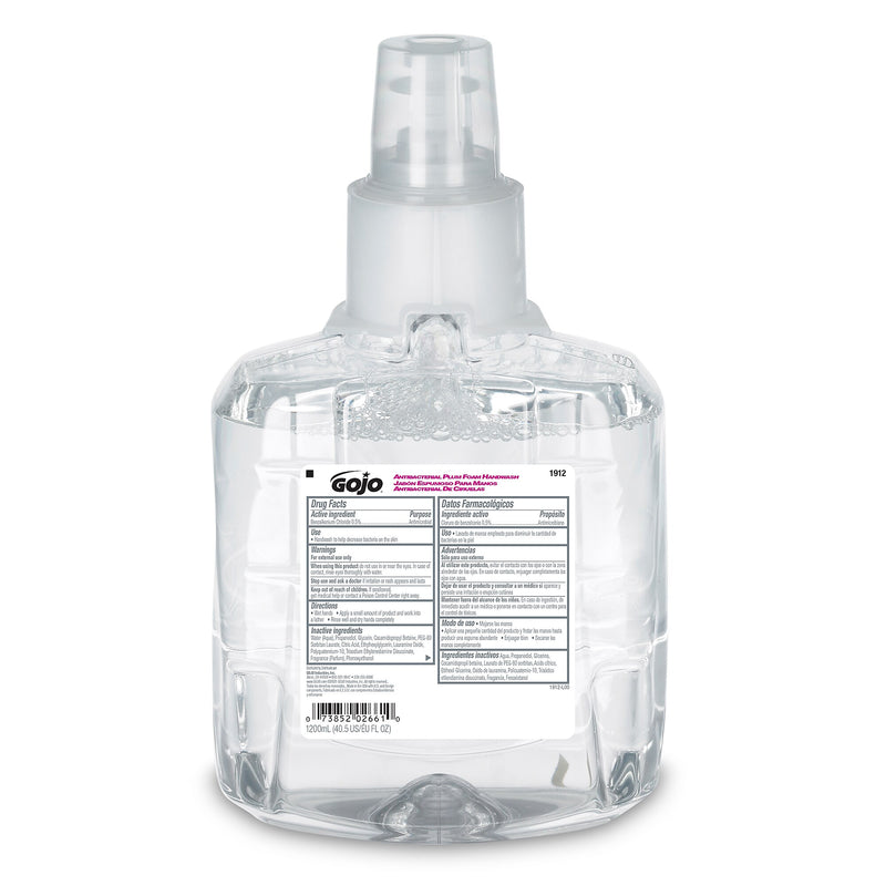 GOJO Antibacterial Foaming Hand Soap Refill for LTX 12 Dispenser, Plum Scent, 1200 ml, 2/Carton (1912-02)
