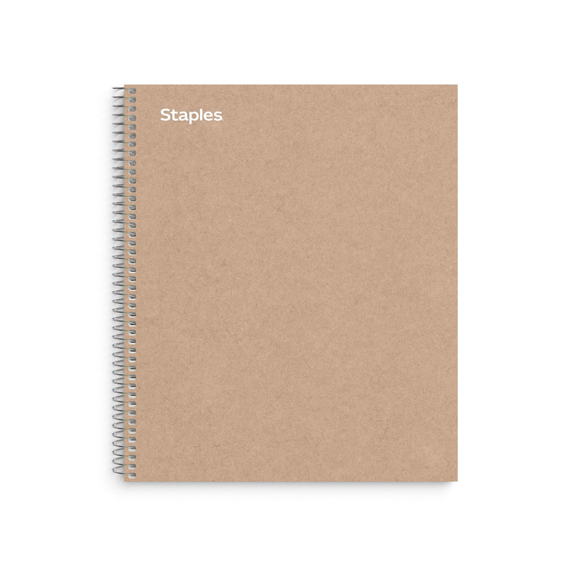 Staples Premium 5-Subject Notebook, 8.5" x 11", College Ruled, 200 Sheets, Brown (TR52122)