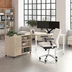 Bush Business Furniture Hustle 60"W Computer Desk and Storage Cabinet with Drawers and Shelves, Natural Elm (HUS009NE)
