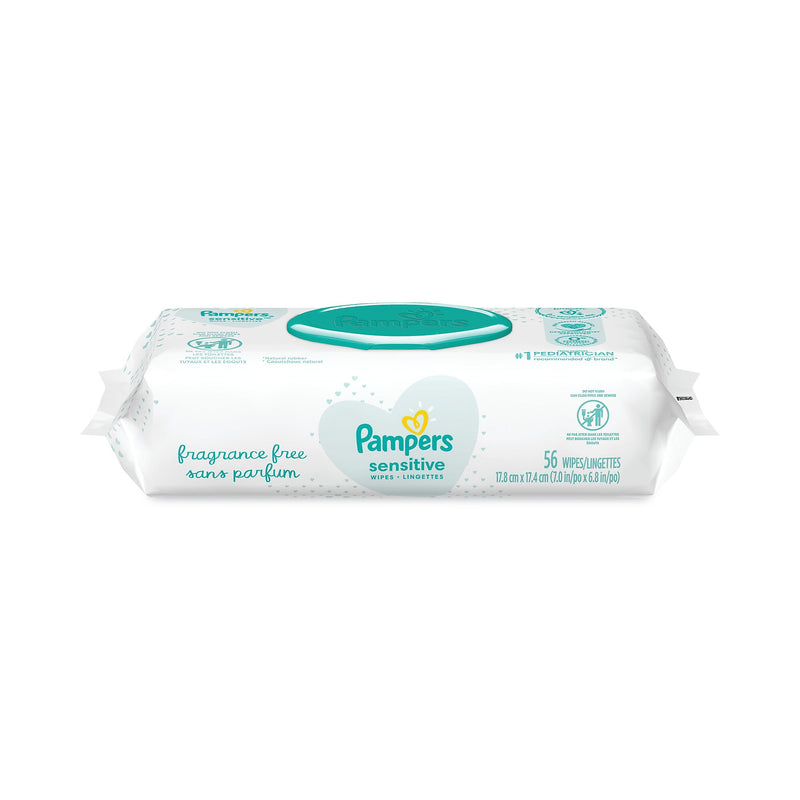 Pampers Sensitive Baby Wipes, 1-Ply, 6.8 x 7,  Unscented, White, 56/Pack (PGC87076EA)
