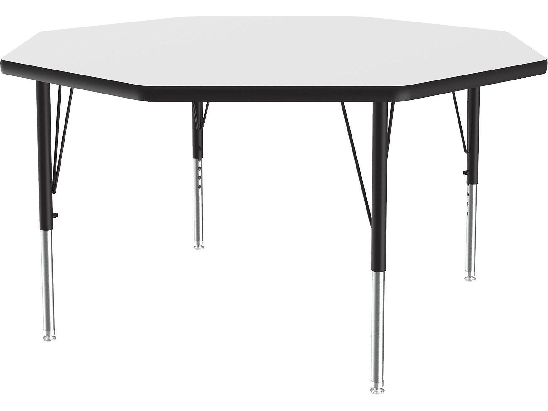 Correll Octagonal Activity Table, 48" x 48", Height-Adjustable, Frosty White/Black (A48DE-OCT-80)