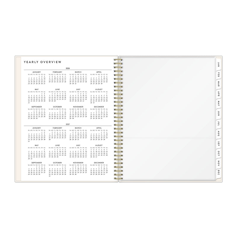 2026 Blue Sky Bespoke Letterpress Cream Hearts 8.5" x 11" Calendar Year Weekly & Monthly Planner, Plastic Cover (156227)