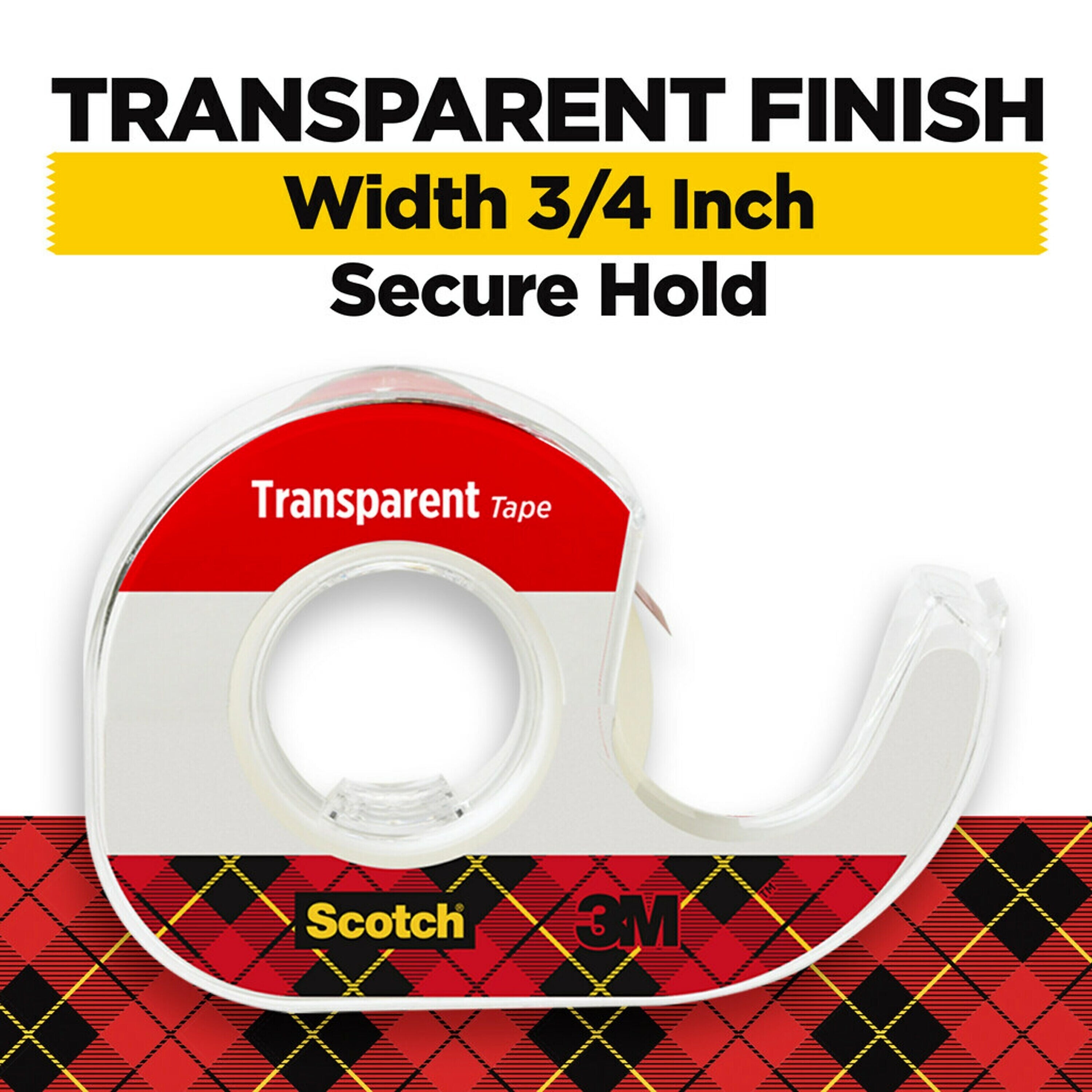 Scotch Transparent Clear Tape Refill, 0.75" x 23.6 yds., 1" Core, Clear, 4 Rolls/Pack (4184)