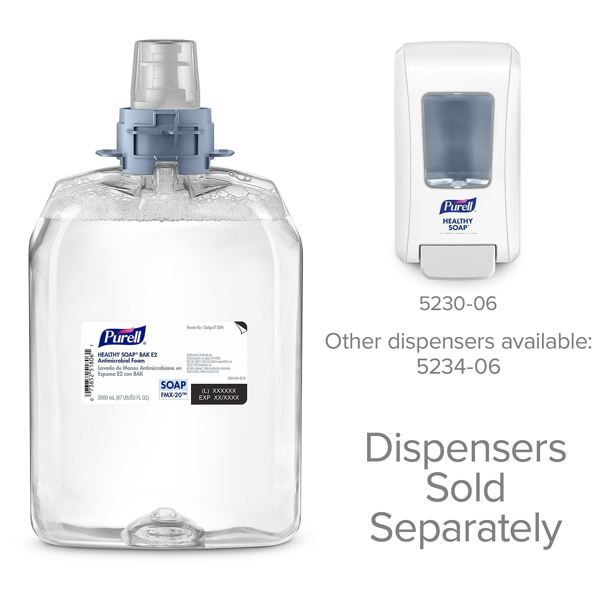 PURELL HEALTHY SOAP Foaming Hand Soap Refill for FMX 20 Dispenser, 2000 ml., 2/Carton (5294-02)