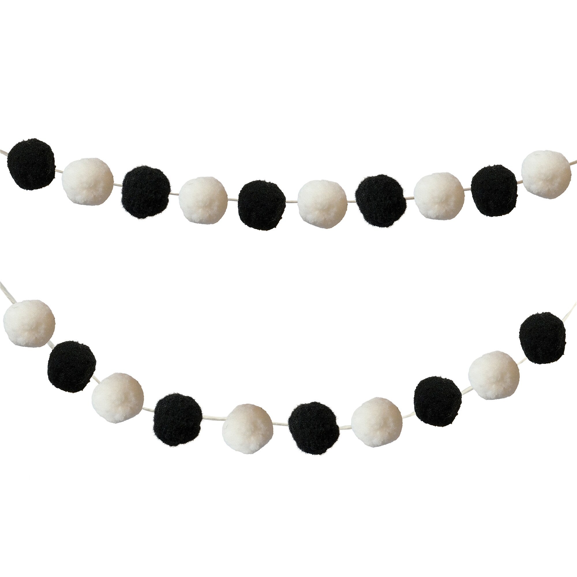Carson Dellosa Education Black & White Pom-Pom Garland, 12 Feet, 2/Pack, 3 Packs/Bundle (CD-107009-3)
