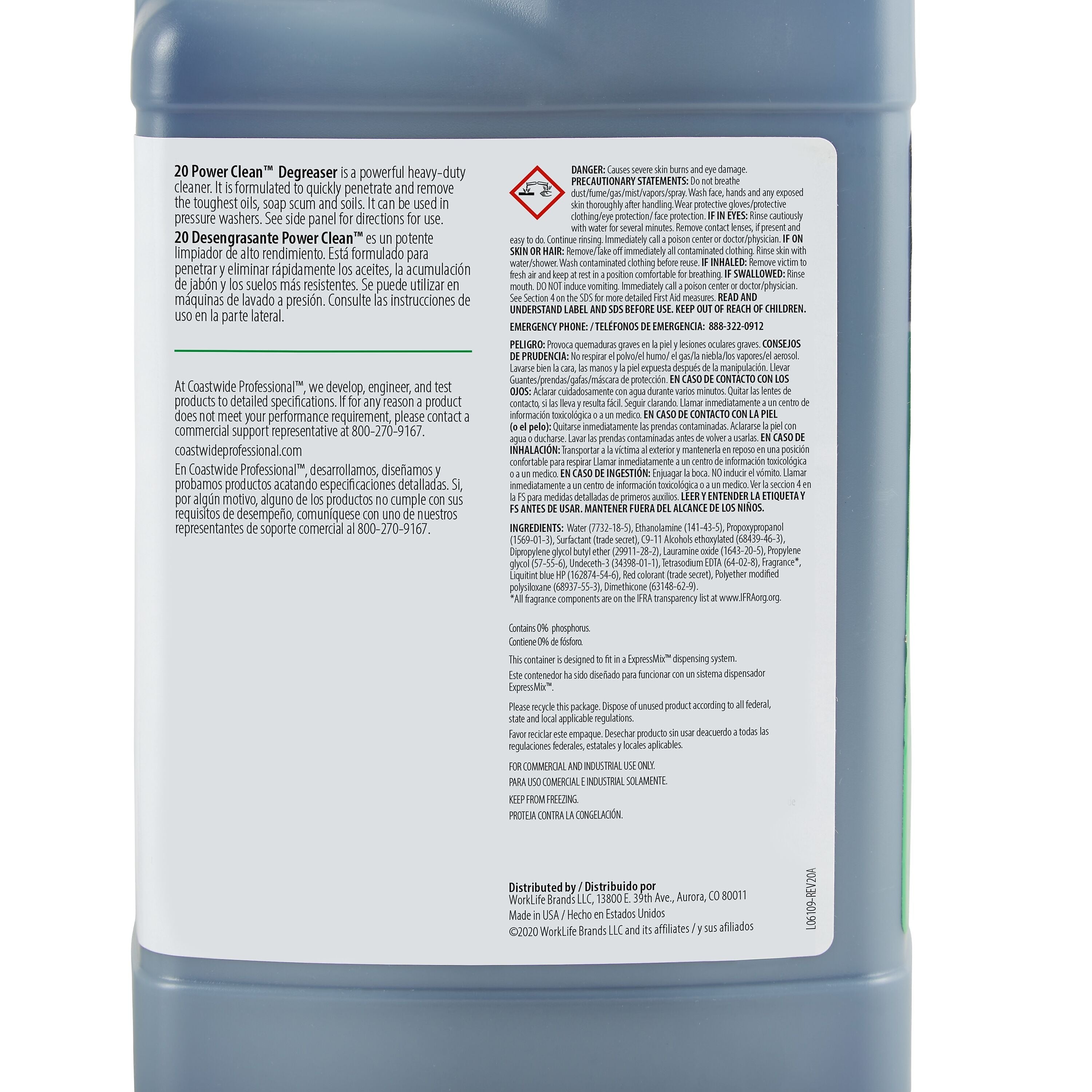 Coastwide Professional Heavy-Duty Cleaner and Degreaser Power Clean Concentrate for ExpressMix, 3.25L, 2/Carton (CW0733EM-A)