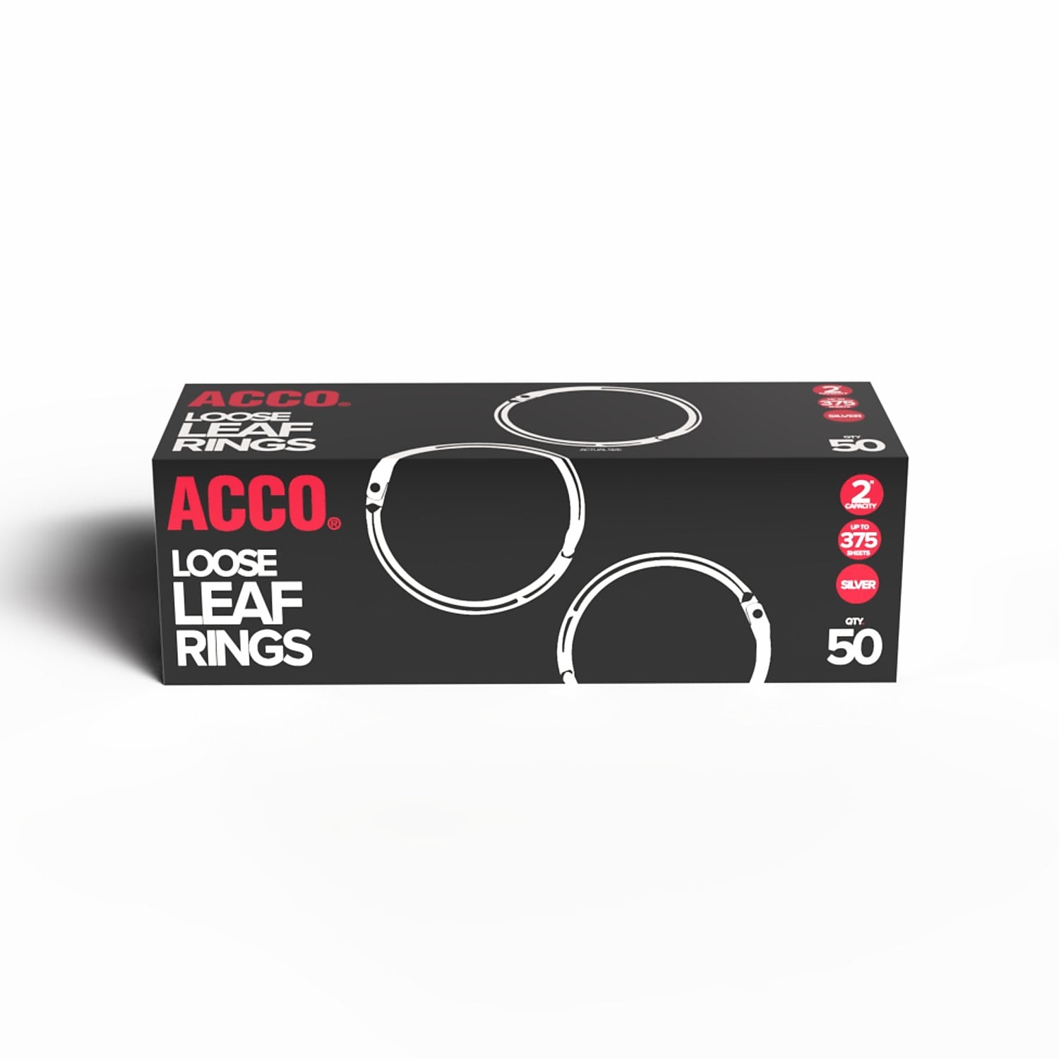 ACCO Book Ring, 2" Capacity, Silver, 50/Box (ACC72205)