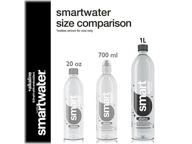 smartwater alkaline Mineral Water, 33.81 oz., 12 Bottles/Pack (786162411167)