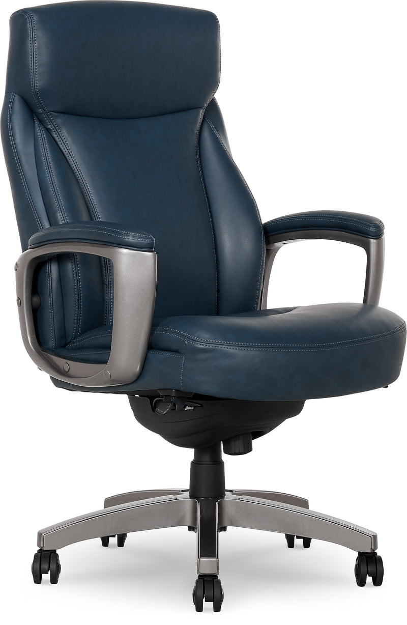 La-Z-Boy Arcadian Ergonomic Bonded Leather Swivel Executive Chair, Blue (51447)