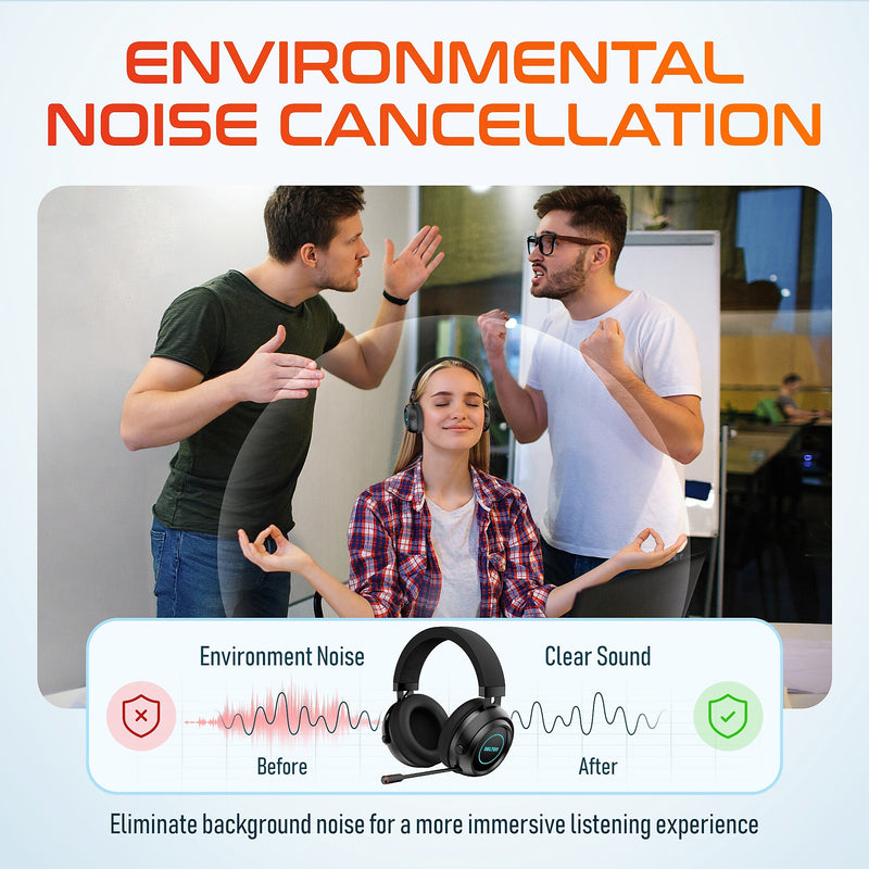Delton G520 Wireless Noise Canceling Bluetooth Stereo Business/Gaming Over-the-Ear Computer Headset, Black (DBHG520)