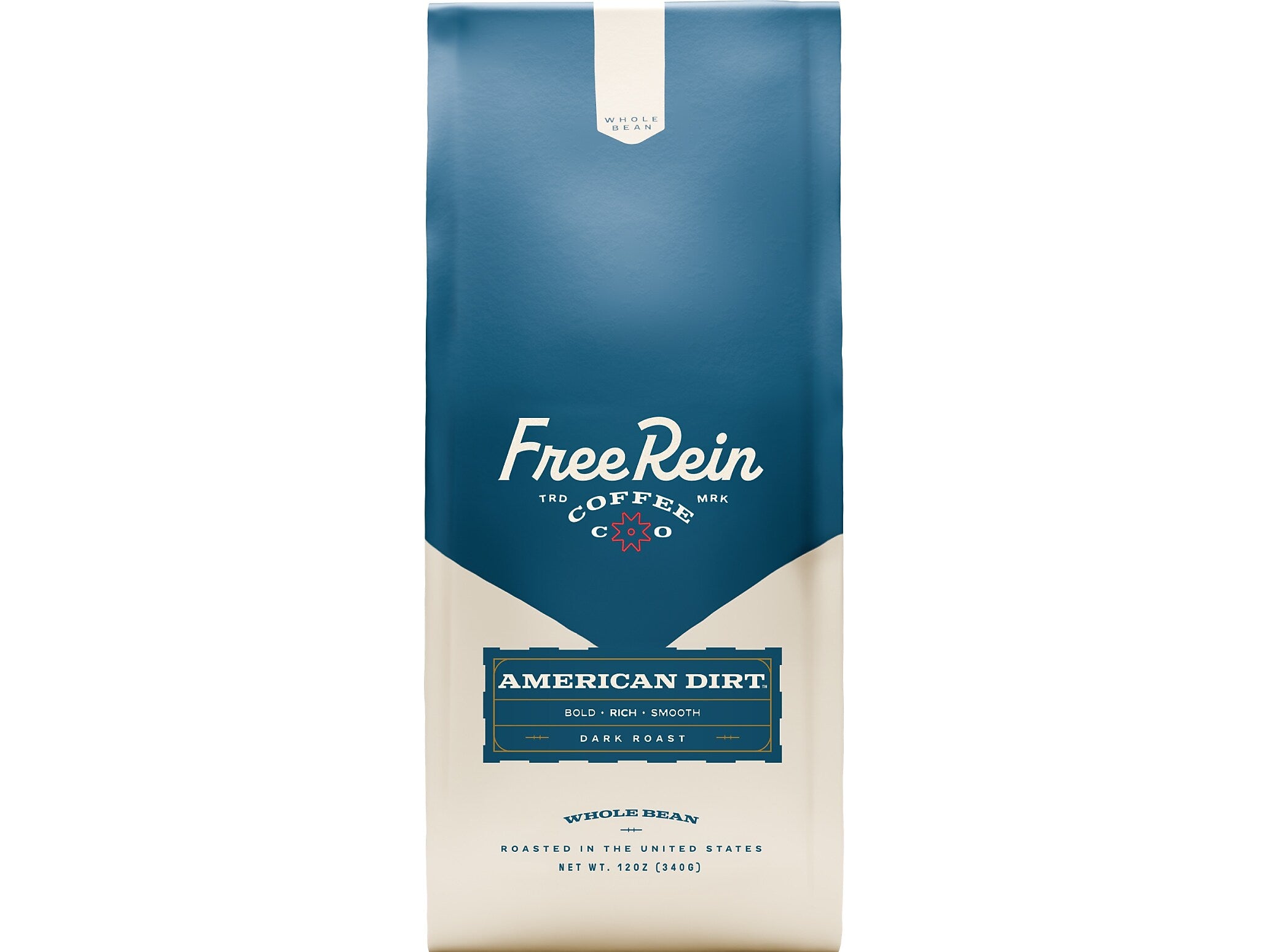 Free Rein American Dirt Whole Bean Coffee Packet, Dark Roast, 12 oz. (810138360088)
