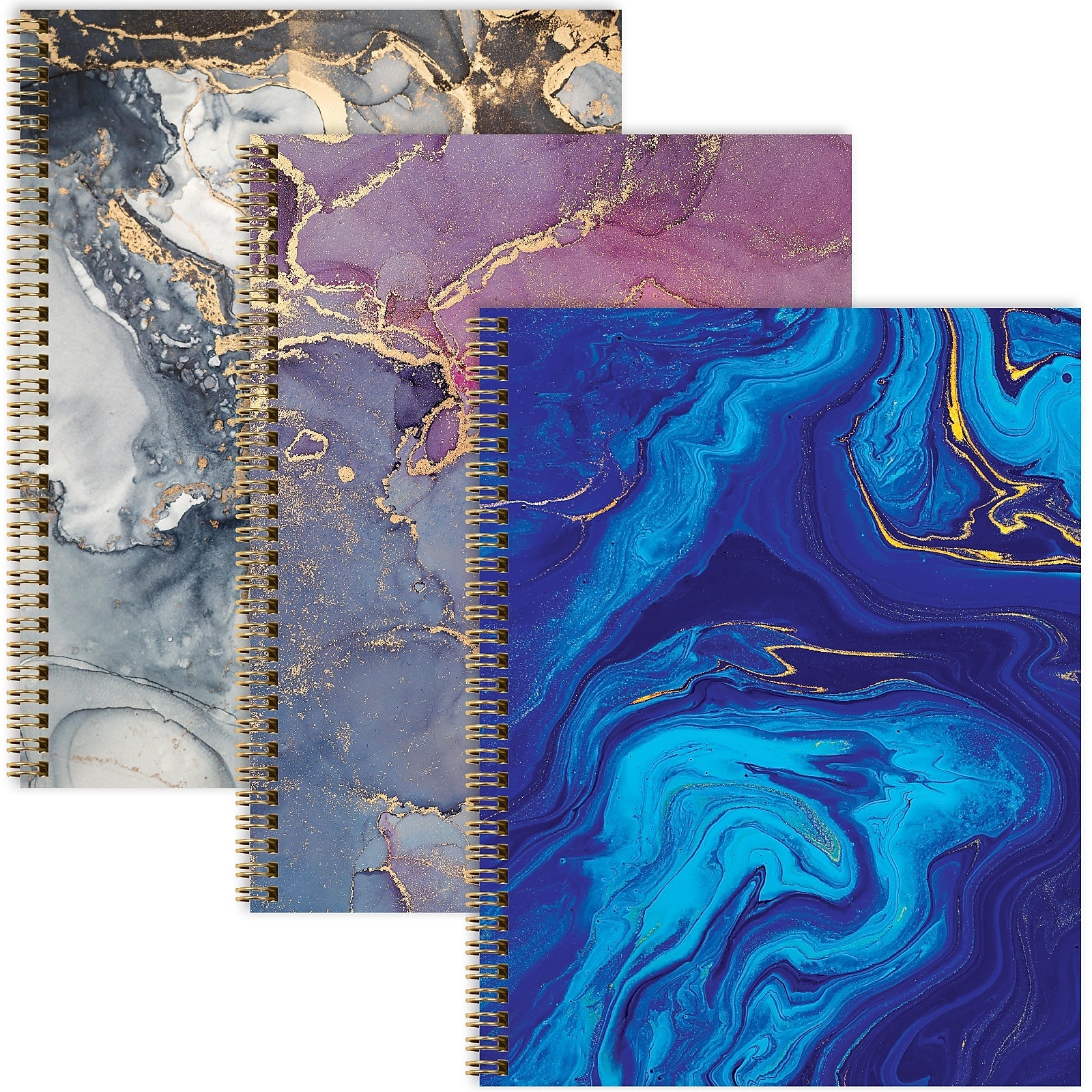 Global Printed Products 1-Subject Notebooks, 8.5"x11", College Ruled, 120 Sheets, Marble, 3/Pack (GPP-0104-B)