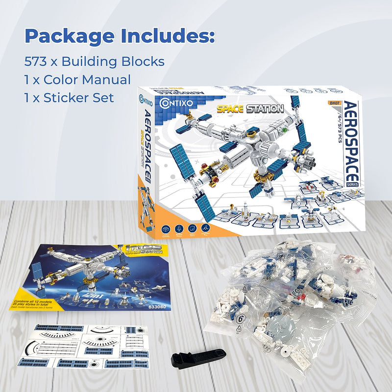Contixo Aerospace Series Space Station Building Block Set, 573 Pieces/Set (CNXBK07)