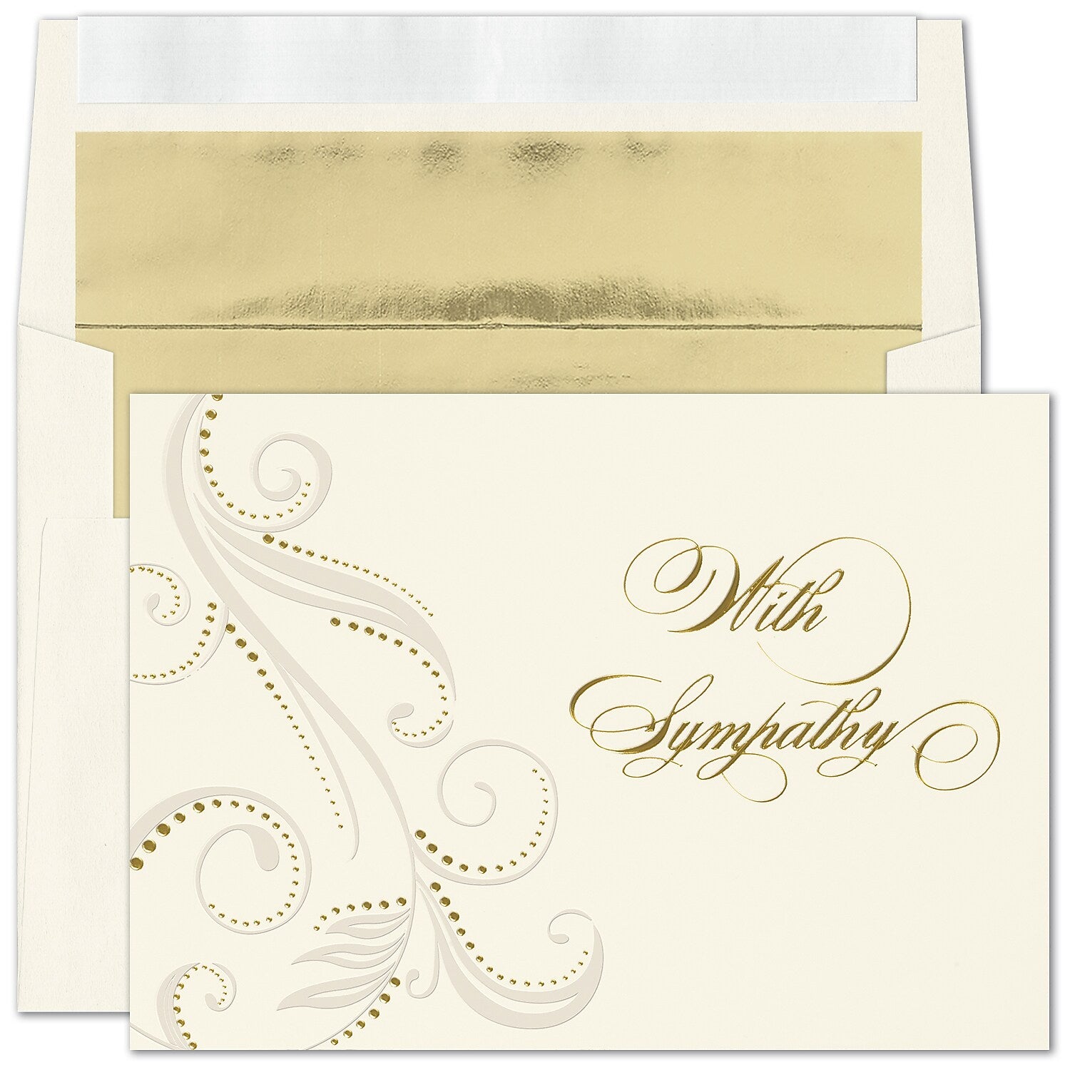 "Flourish in Pearl" Sympathy Card w/ Gold Lined Ecru Envelope, 50/BX