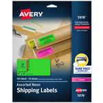 Avery Sure Feed Laser Shipping Labels, 2" x 4", Assorted Neon: Green, Pink, Yellow, 150 Labels/Pack (5978)