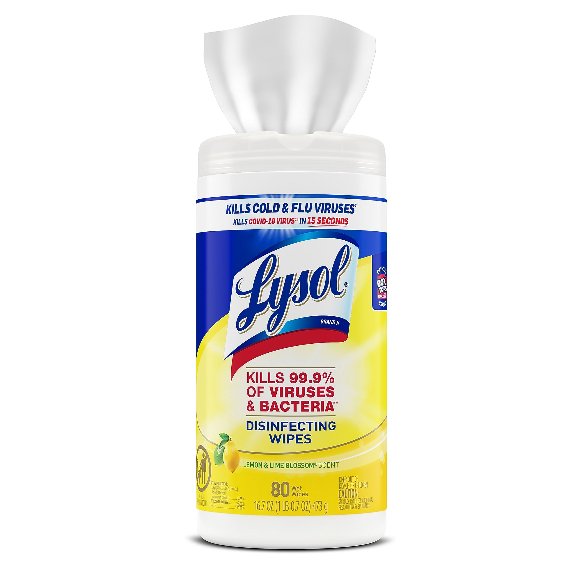 Lysol Disinfecting Wipes, Lemon & Lime Blossom, 80 Wipes/Pack (1920077182)