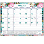 2025-2026 Global Printed Products Teal Floral 22" x 17" Desk Pad Calendar, Multicolor (NAD26-DP-17)