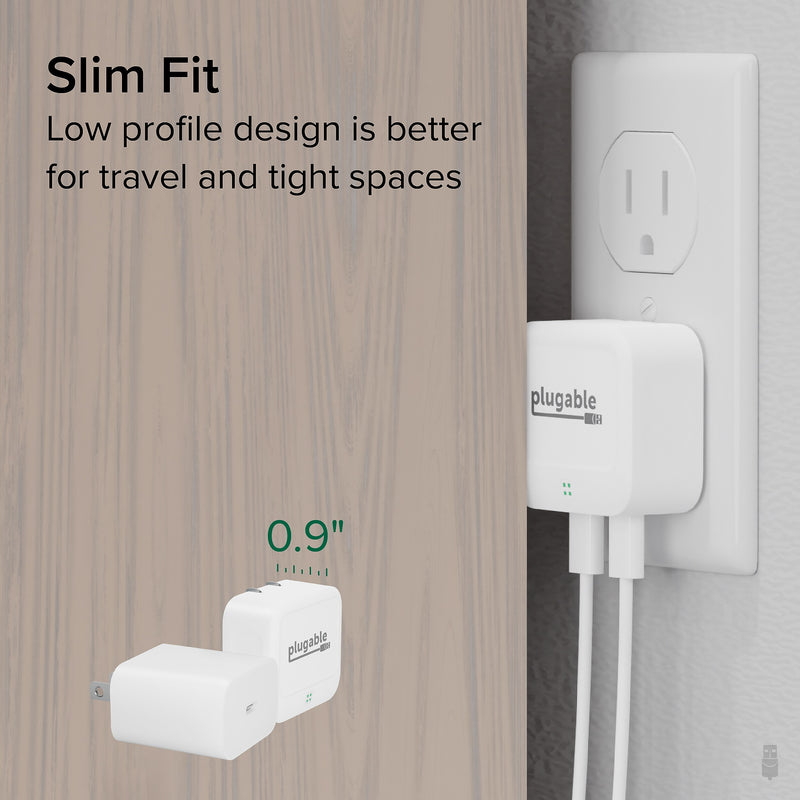 Plugable 40W Dual USB-C Wall Charger, White (PS-40C2W)