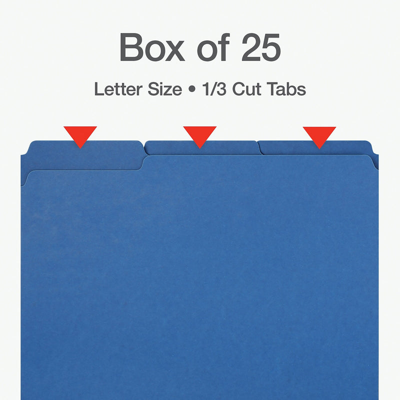 Pendaflex Recycled File Folder, 1-Tab, Assorted, Letter Size, Dark Blue, 25/Box (1007008)