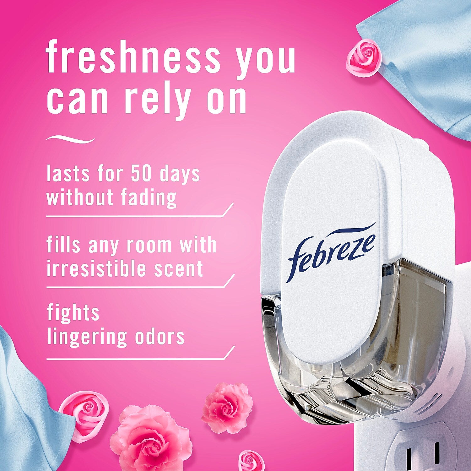 Febreze Fade Defy Plug Air Freshener Warmer Refill, Downy April Fresh Scent, 0.87 fl. oz., 3/Pack (52369)