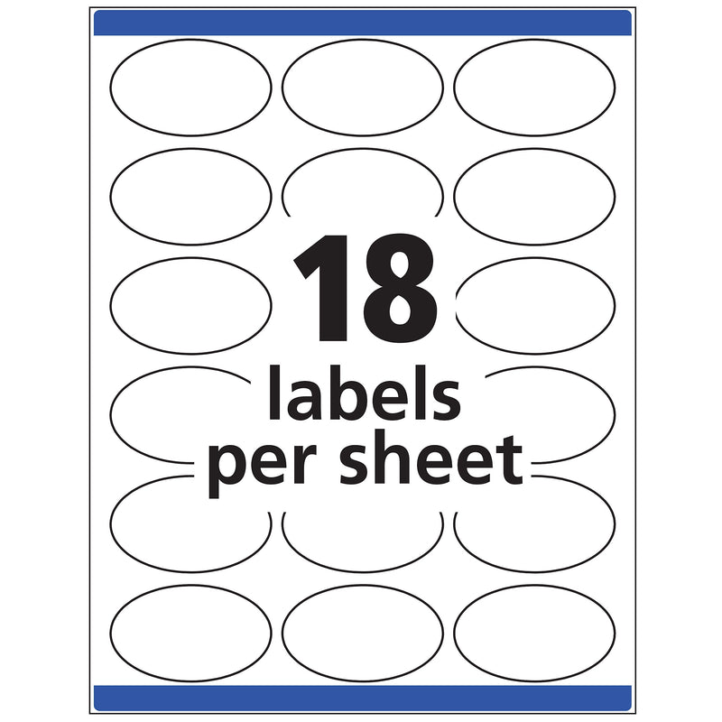 Avery Easy Peel Laser/Inkjet Oval Print to the Edge Labels, 1-1/2" x 2-1/2", White, 270 Labels/Pack (6583)