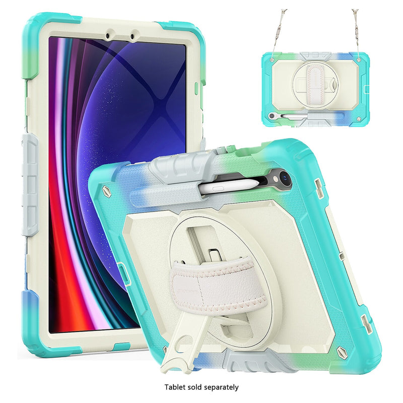 SaharaCase Raider Series Heavy Duty Case with Hand Strap for Galaxy Tab S10 FE /S9/S9 FE, Iridescent Blue (TB00465)