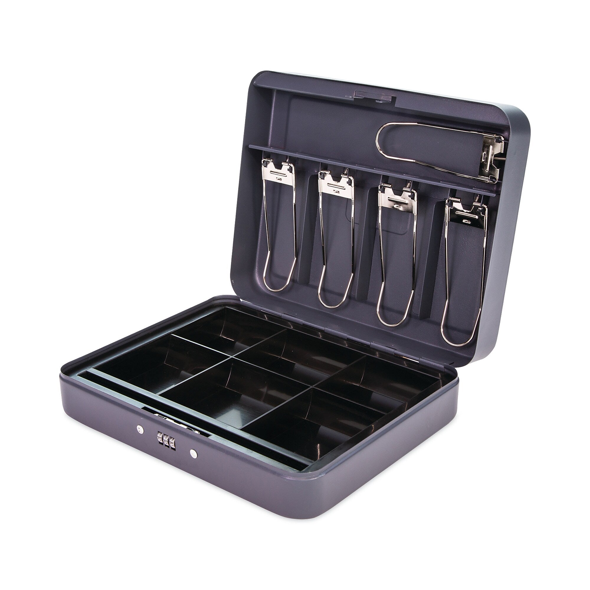 CONTROLTEK Cash Box, 6 Compartments, Charcoal (CNK500128)