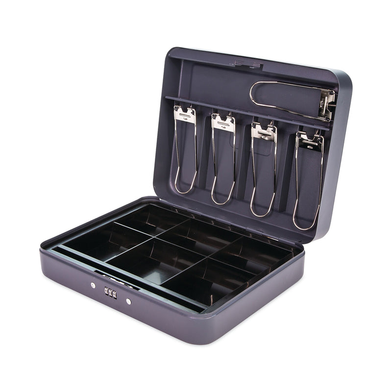 CONTROLTEK Cash Box, 6 Compartments, Charcoal (CNK500128)