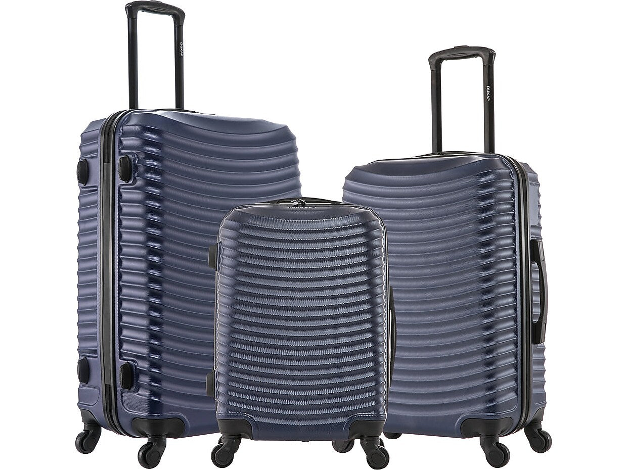 DUKAP Adly 3-Piece Hardside Spinner Luggage Set, TSA Checkpoint Friendly, Navy Blue (DKADLSML-BLU)