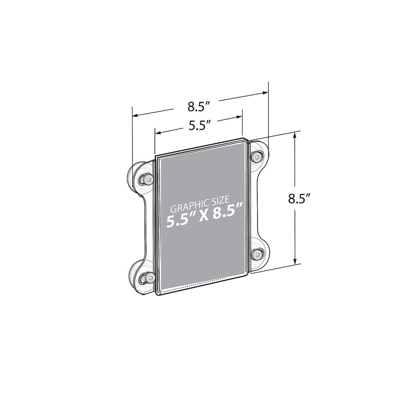 Azar Sign Holder, 8.5" x 8.5", Vertical, Wall Mounted, Clear, Acrylic, 2/Pack (106626)
