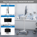 Mount-It! MedHub Mobile Medical Cart Workstation with Monitor Mount and Locking Caster Wheels, White/Grey (MI-16015)
