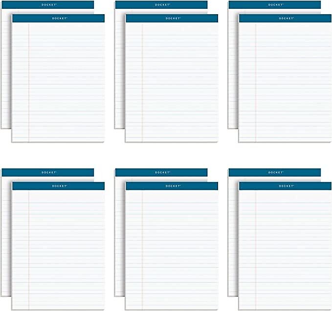 TOPS Docket Notepad, 8.5" x 11.75", Legal Ruled, White, 50 Sheets/Pad, 12 Pads/Pack (TOP63410)