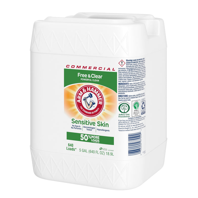 Arm & Hammer HE Liquid Detergent Free and Clear, 640 Loads, 5 Gallons (CDC3320097550)