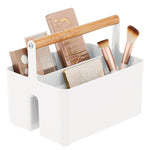 mDesign 2-Compartment Plastic Desk Organizer, White/Natural (25718RW)