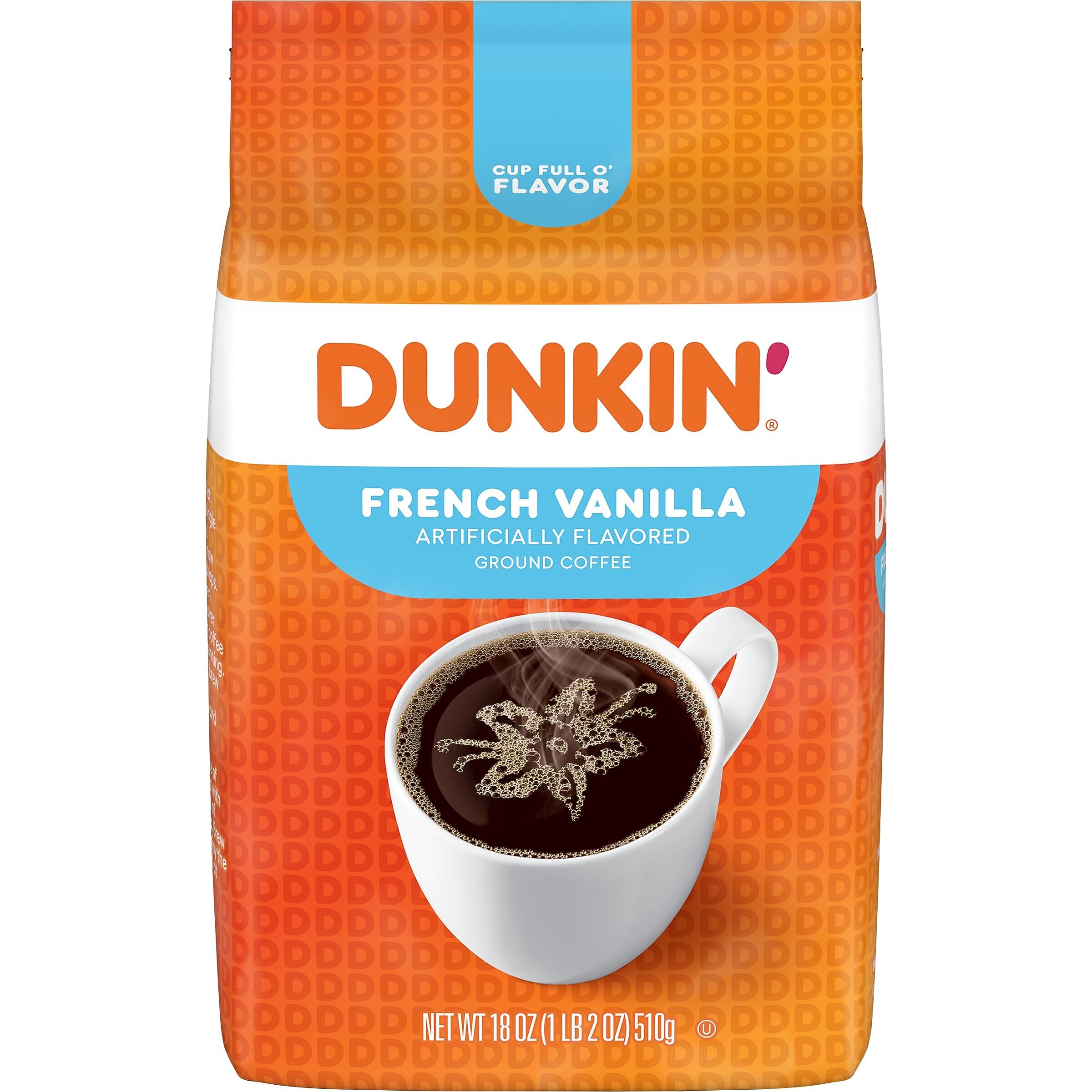 Dunkin' French Vanilla Ground Coffee, Medium Roast, 18 oz., Each (8133400680)