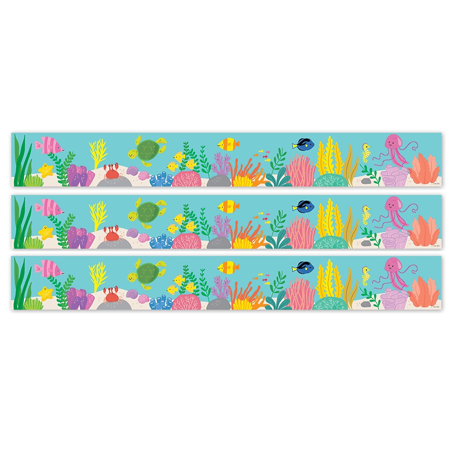 Creative Teaching Press EZ Border, 3" x 2', Sea Friends Under the Sea, 24/Pack, 3 Packs/Bundle (CTP11057-3)