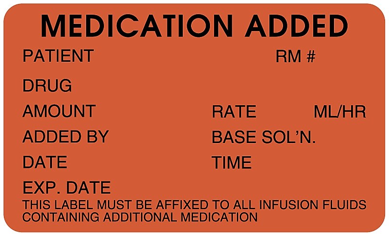 IV Medication Added Label, 2-1/2" x 1-1/2"