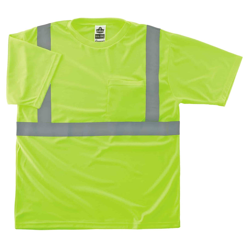 GloWear 8289-ECO High Visibility Short Sleeve T-Shirt, ANSI Type R Class 2, Lime, M, (21533)