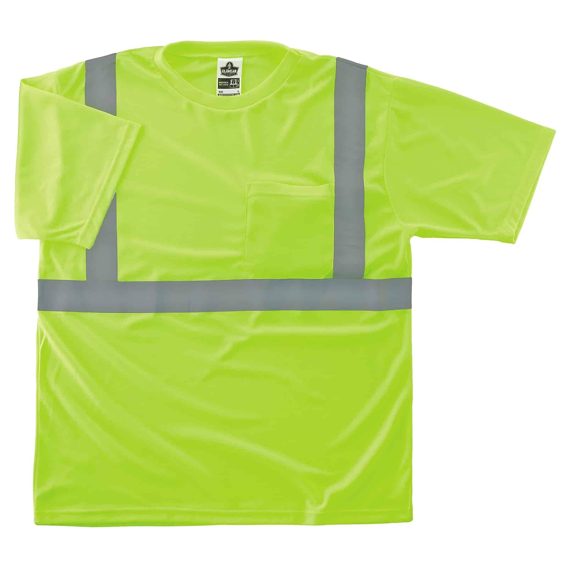 GloWear 8289-ECO High Visibility Short Sleeve T-Shirt, ANSI Type R Class 2, Lime, 2X, (21536)