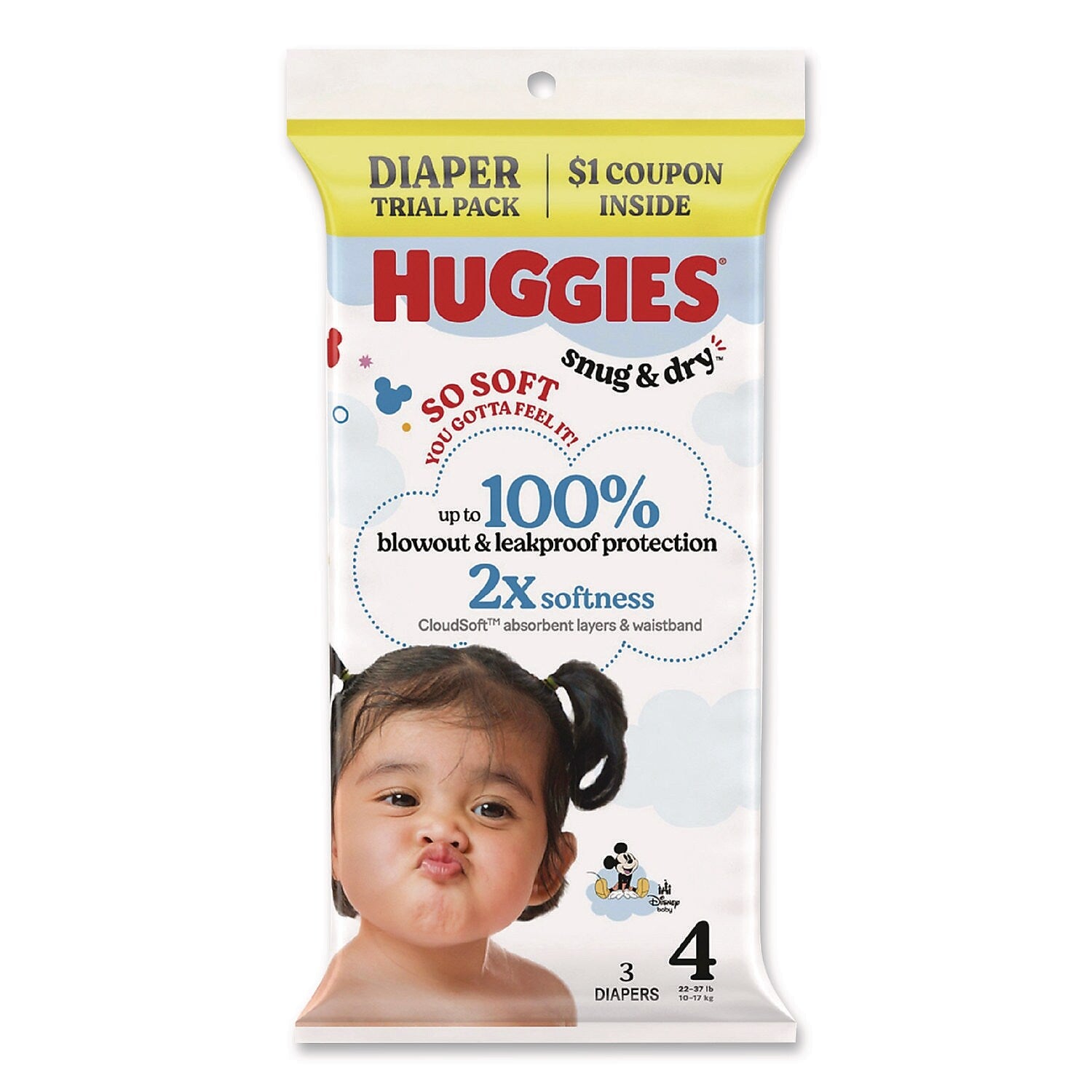 Huggies Snug and Dry Diapers, Size 4, 3 Diapers/Pack, 30 Packs/Carton (57030)