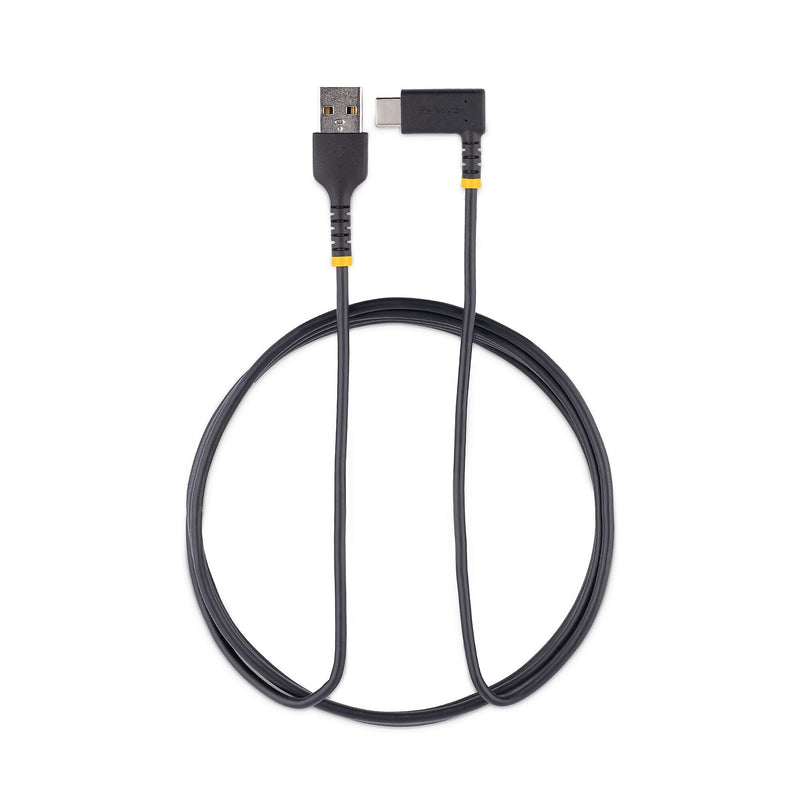 StarTech.com 6.6ft USB-A to USB-C Cable, Charge/Sync, Right-Angled USB C, Heavy-Duty, Black (R2ACR-2M-USB-CABLE)