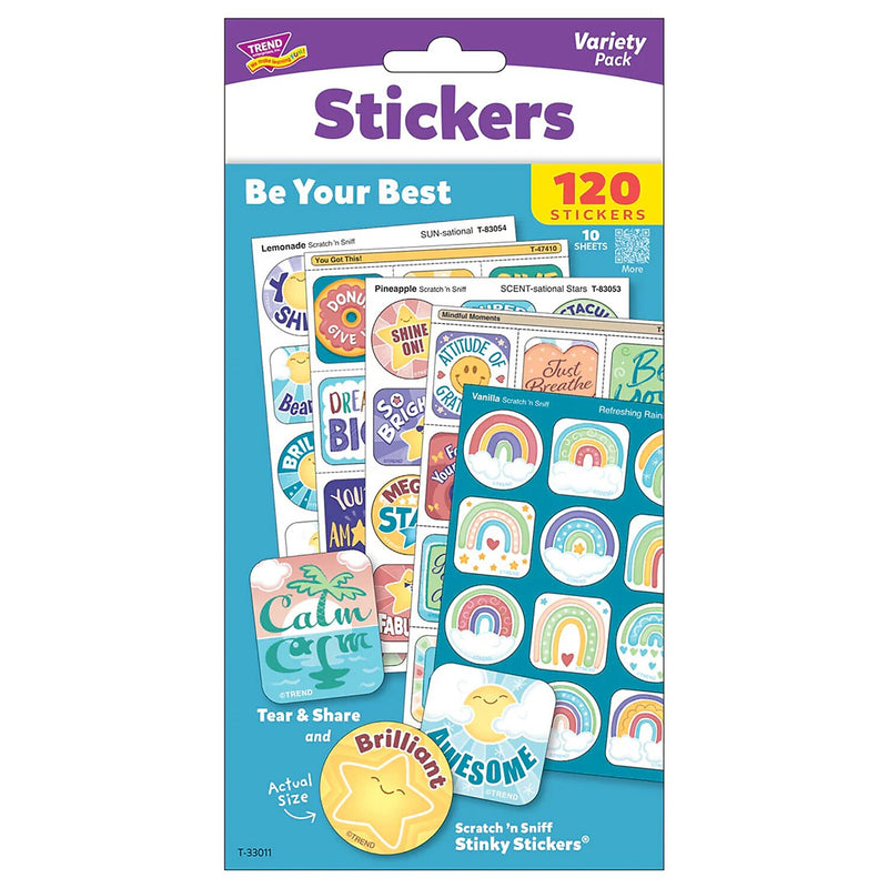Trend Enterprises Be Your Best Mixed Stickers Variety Pack, Multicolored, 120/Pack, 2/Packs/Bundle (T-33011-2)