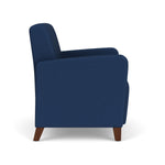 Lesro Ravenna Vinyl Guest Chair, Patriot Plus Imperial Blue/Walnut Wood (RV1201.FWL-01PPIB)