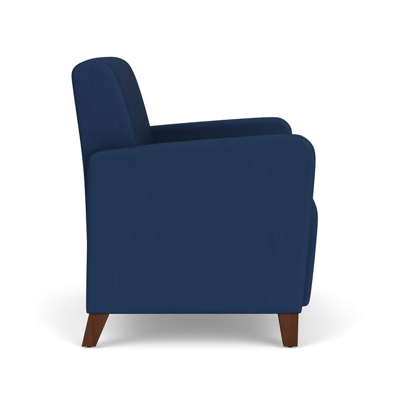 Lesro Ravenna Vinyl Guest Chair, Patriot Plus Imperial Blue/Walnut Wood (RV1201.FWL-01PPIB)